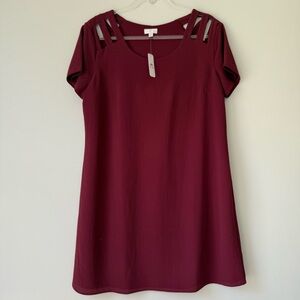 Charming Charlie Burgundy‎ Short Sleeve Dress Sz L NWT